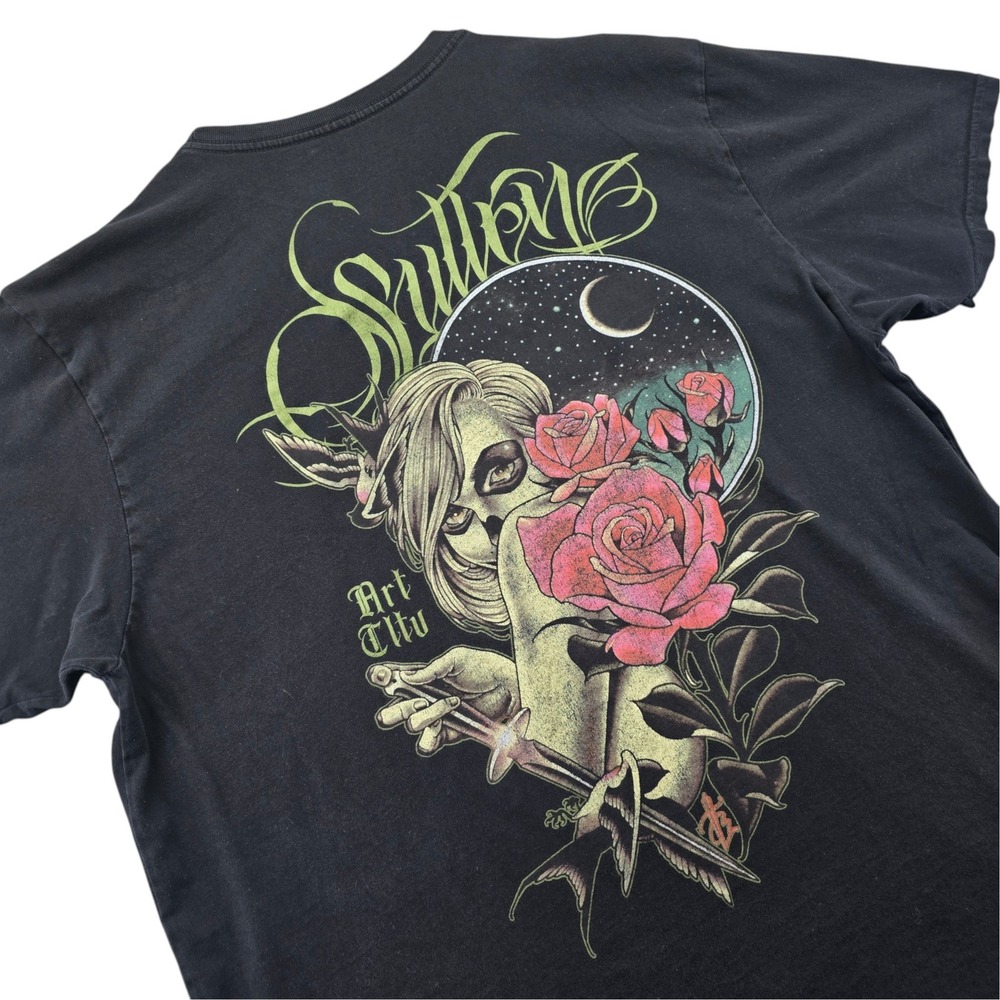 Sullen Art Collective Mens 2XL Black Cotton Art City Tattoo Graphic T-Shirt